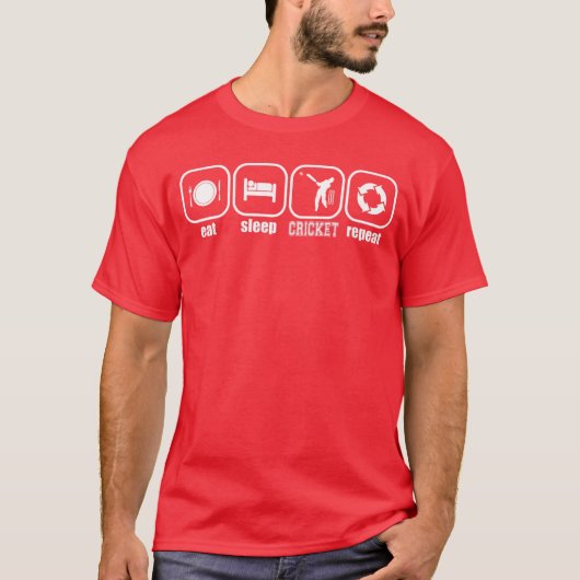 Eat Sleep Cricket Repeat Funny Cricket Player Batt Tシャツ (正面)