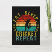 Eat Sleep Cricket Repeat Funny Retro  カード (正面)