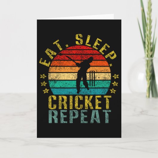 Eat Sleep Cricket Repeat Funny Retro  カード (正面)