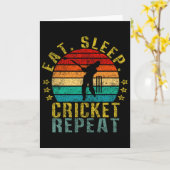 Eat Sleep Cricket Repeat Funny Retro  カード (黄色い花)