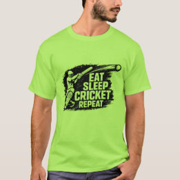 Eat Sleep Cricket Repeat T-Shirt | Funny Cricket L Tシャツ