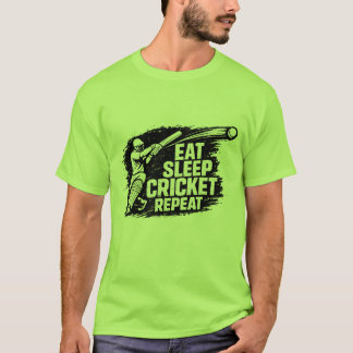 Eat Sleep Cricket Repeat T-Shirt | Funny Cricket L Tシャツ