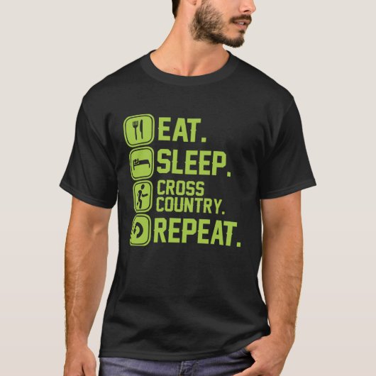 Eat sleep cross country repeat runner jogger tシャツ (正面)