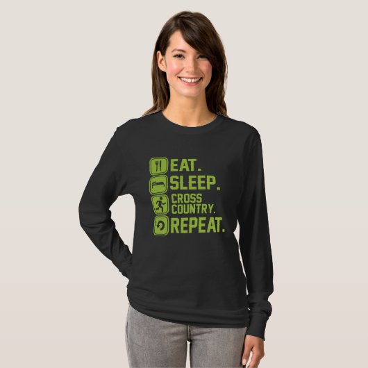 Eat sleep cross country repeat runner jogger tシャツ (正面フル)