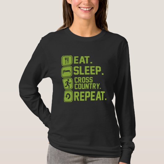 Eat sleep cross country repeat runner jogger tシャツ (正面)