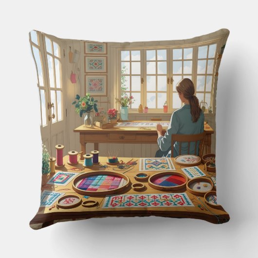 Eat.Sleep.Cross Stitch.Repeat- Gift for Stitchers  クッション (裏面)