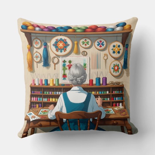 Eat.Sleep.Cross Stitch.Repeat- Gift for Stitchers  クッション (裏面)