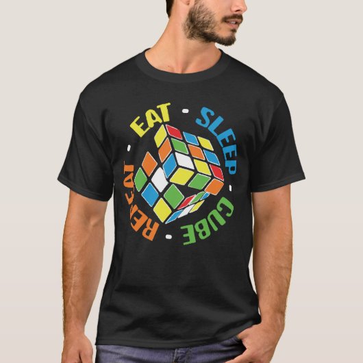 Eat Sleep Cube Repeat - Cube Puzzle Tシャツ (正面)