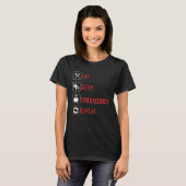 Eat Sleep Cyber Security Repeat and Protect プレゼント Tシャツ (正面フル)