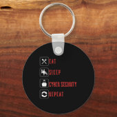 Eat Sleep Cyber Security Repeat Ethical Hacker Hum キーホルダー (正面)