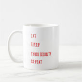 Eat Sleep Cyber Security Repeat Ethical Hacker Hum コーヒーマグカップ (左)