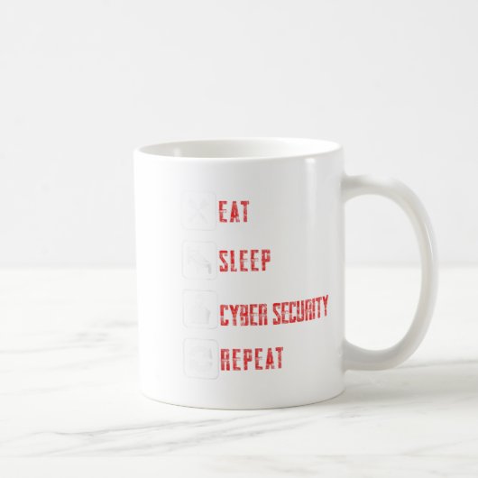Eat Sleep Cyber Security Repeat Ethical Hacker Hum コーヒーマグカップ (右)