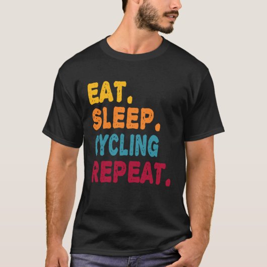 Eat Sleep Cycling Repeat Boys Men Women Sports Pl Tシャツ (正面)