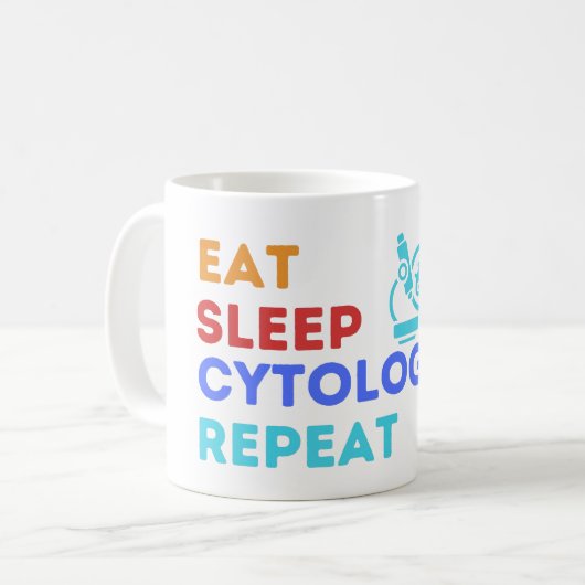EAT SLEEP CYTOLOGY REPEAT - #ラボライフ コーヒーマグ コーヒーマグカップ (正面左)