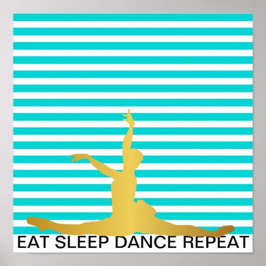 Eat Sleep Dance Repeat Mint Stripes Classic Ball ポスター (正面)