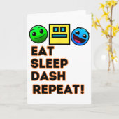 Eat Sleep Dash Repeat ゲーム ジオメトリービデオゲーム カード (黄色い花)