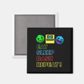 Eat Sleep Dash Repeat ゲーム ジオメトリービデオゲーム マグネット (正面/裏面)