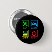 Eat Sleep Dash Repeat ゲーム ジオメトリービデオゲーム 缶バッジ (正面&裏面)
