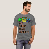 Eat Sleep Dash Repeat ゲーム ジオメトリービデオゲーム Tシャツ (正面フル)