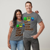 Eat Sleep Dash Repeat ゲーム ジオメトリービデオゲーム Tシャツ (ユニセックス)