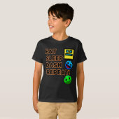 Eat Sleep Dash Repeat ゲーム ジオメトリービデオゲーム Tシャツ (正面フル)