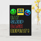 Eat Sleep Dash Repeat ゲーム ジオメトリー ゲーム カード (黄色い花)