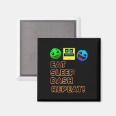 Eat Sleep Dash Repeat ゲーム ジオメトリー ゲーム マグネット (正面/裏面)