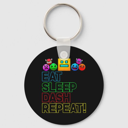 Eat Sleep Dash Repeat ゲーム ジオメトリー ビデオゲーム キーホルダー (正面)