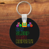 Eat Sleep Dash Repeat ゲーム ジオメトリー ビデオゲーム キーホルダー (正面)