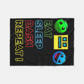 Eat Sleep Dash Repeat ゲーム ジオメトリー ビデオ ガ フリースブランケット (正面(横))