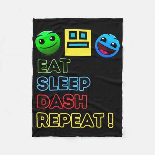 Eat Sleep Dash Repeat ゲーム ジオメトリー ビデオ ガ フリースブランケット (正面)