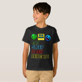 Eat Sleep Dash Repeat ゲーム ジオメトリー ビデオ ガ Tシャツ (正面フル)