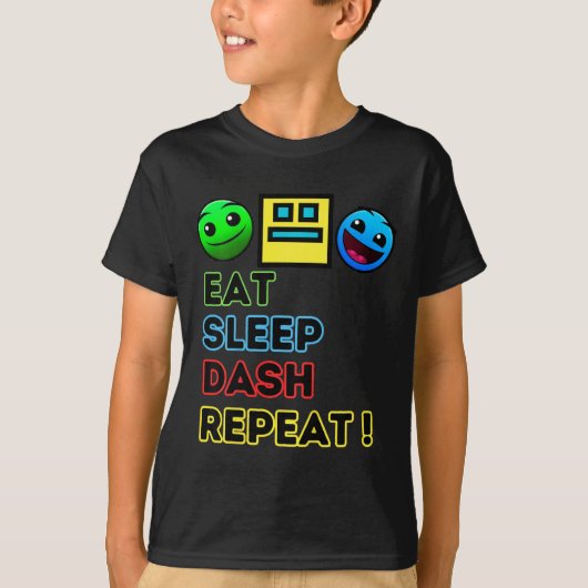 Eat Sleep Dash Repeat ゲーム ジオメトリー ビデオ ガ Tシャツ (正面)