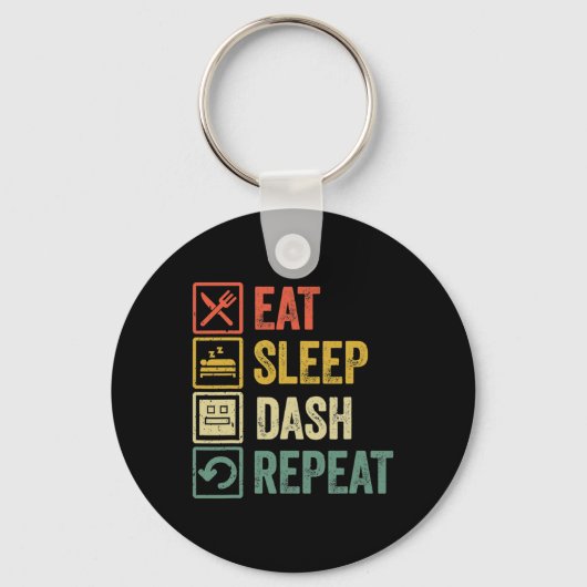 Eat Sleep Dash Repeat ゲーム ジオメトリー ビデオ キーホルダー (正面)