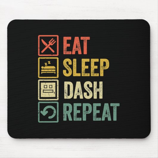 Eat Sleep Dash Repeat ゲーム ジオメトリー ビデオ マウスパッド (正面)
