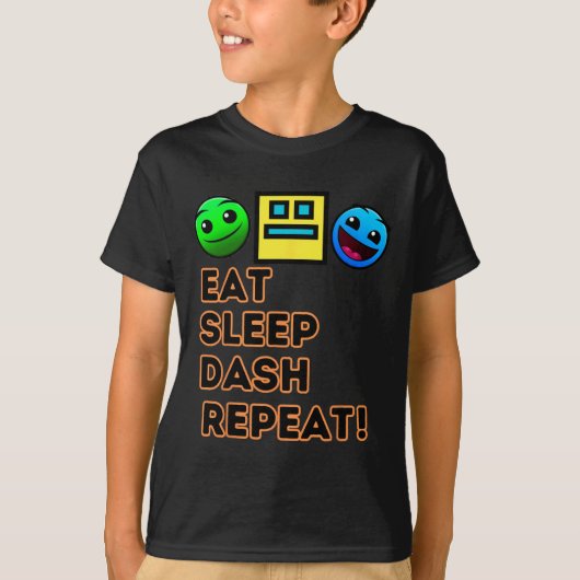 Eat Sleep Dash Repeat ゲーム ジオメトリー ビデオ Tシャツ (正面)
