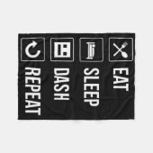 Eat Sleep Dash Repeat ゲーム ジオメトリー フリースブランケット (正面(横))