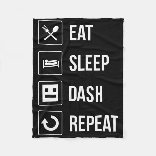 Eat Sleep Dash Repeat ゲーム ジオメトリー フリースブランケット (正面)