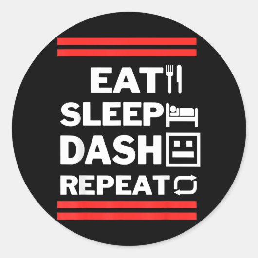 Eat Sleep Dash Repeat ゲーム ラウンドシール (正面)