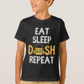 Eat Sleep Dash Repeat ゲーム Geometry Dash ゲーマー Tシャツ (正面)
