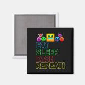 Eat Sleep Dash Repeat ビデオゲーム ジオメトリービデオゲーム マグネット (正面/裏面)