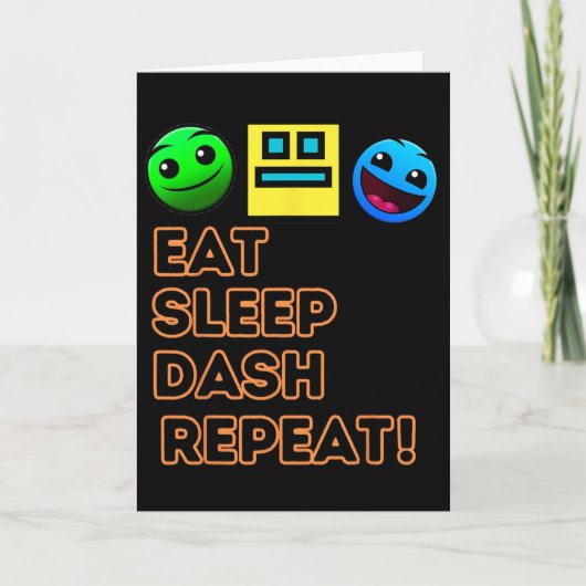 Eat Sleep Dash Repeat ビデオゲーム ジオメトリ ビデオゲーマー カード (正面)