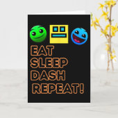 Eat Sleep Dash Repeat ビデオゲーム ジオメトリ ビデオゲーマー カード (黄色い花)