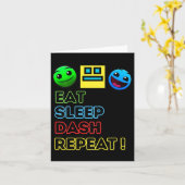 Eat Sleep Dash Repeat ビデオゲーム ジオメトリ ビデオゲ カード (黄色い花)