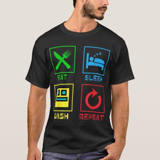 Eat Sleep Dash Repeat Gamer Tee, Video Game Life Tシャツ (正面)