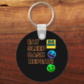 Eat Sleep Dash Repeat Video Game Geometry Video Ga キーホルダー (正面)