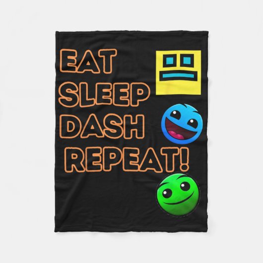 Eat Sleep Dash Repeat Video Game Geometry Video Ga フリースブランケット (正面)