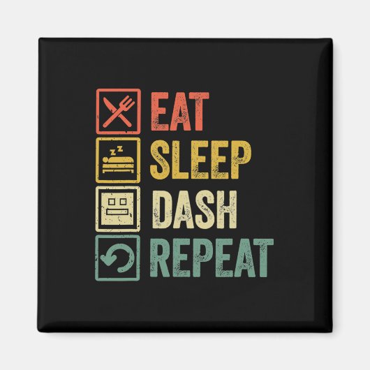 Eat Sleep Dash Repeat Video Game Geometry Video Ga マグネット (正面)