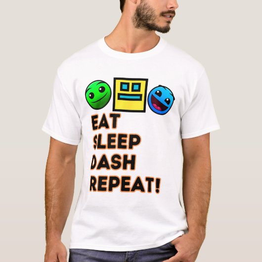 Eat Sleep Dash Repeat Video Game Geometry Video Ga Tシャツ (正面)