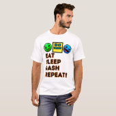 Eat Sleep Dash Repeat Video Game Geometry Video Ga Tシャツ (正面フル)